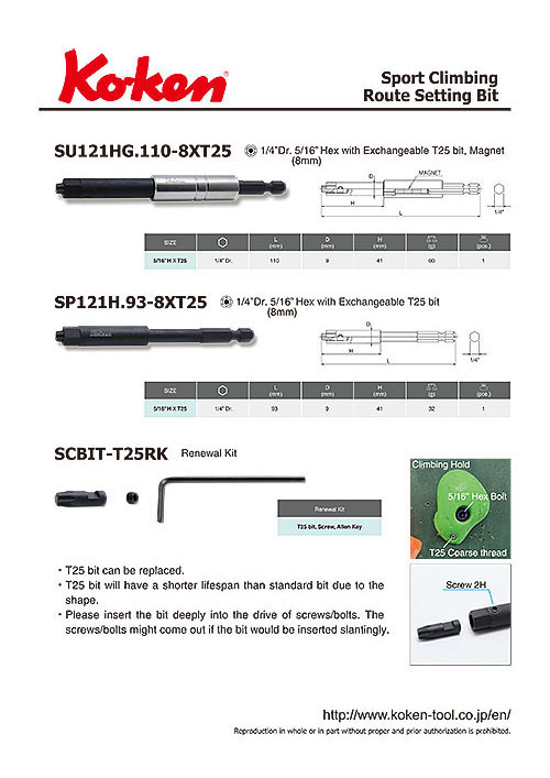 Sport Climbing Route Setting Bit