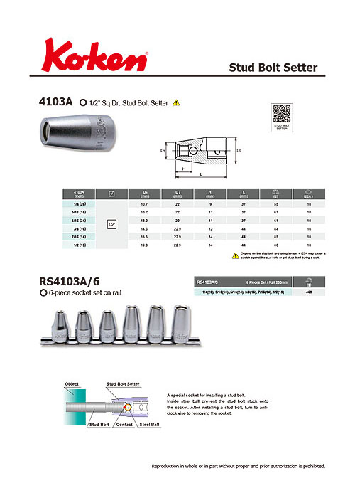 1/2"SQ. Stud Bolt Setter(inch)