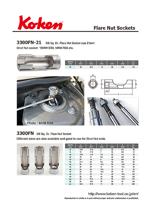 3/8"SQ. Flare Nut Socket 21mm