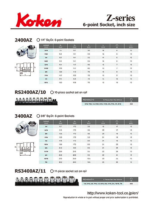 Z-series 6-Point Socket (Inch size)